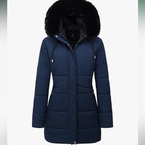 MOERDENG Women's Winter Windproof Warm Down Coats Waterproof Thicken Sz L Blue